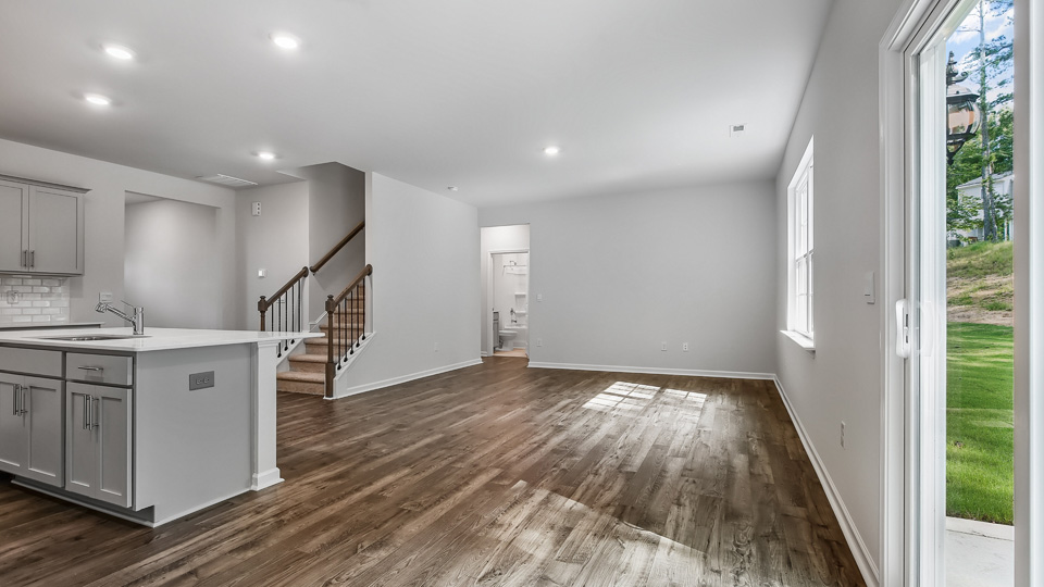 Living area with revwood flooring