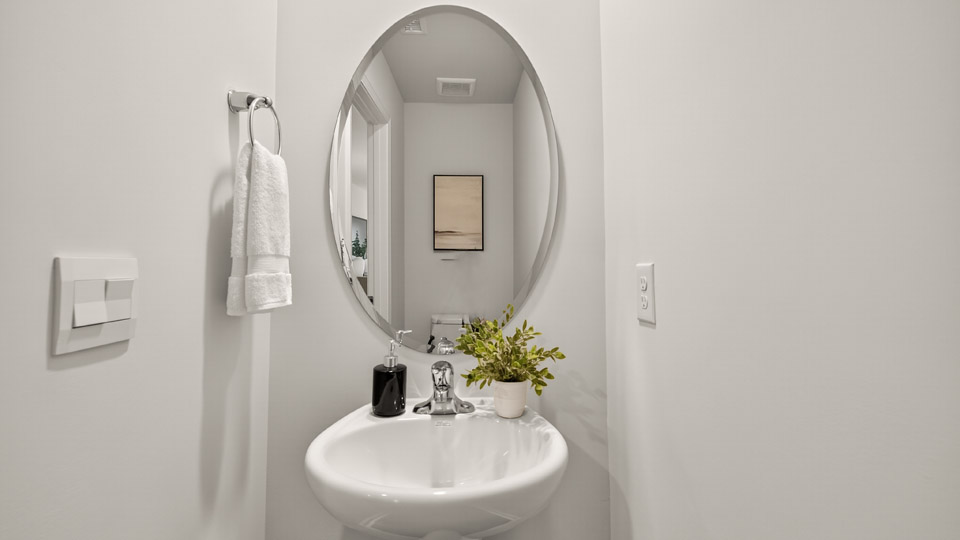 powder room with pedestal sink