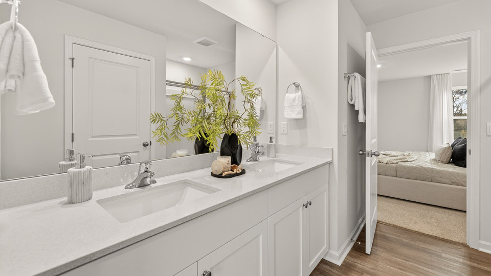 bathroom with walkin shower with glass doors