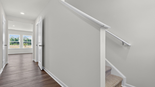 foyer entryway with carpeted staircase