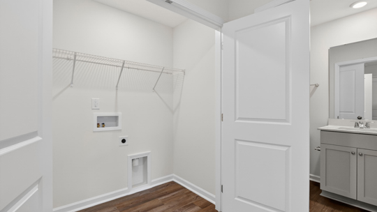 laundry room with wire shelving