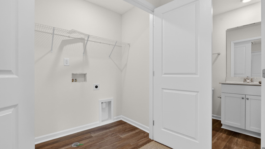 laundry room with wire shelving
