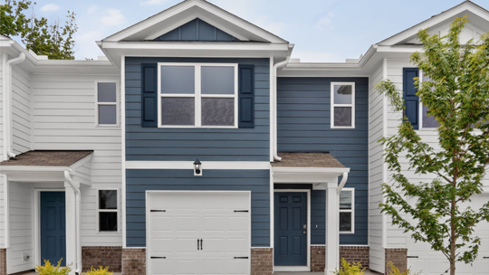 front exterior Pearson A2 with blue siding