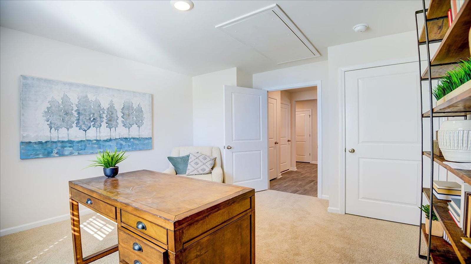 Bedroom with carpet flooring
