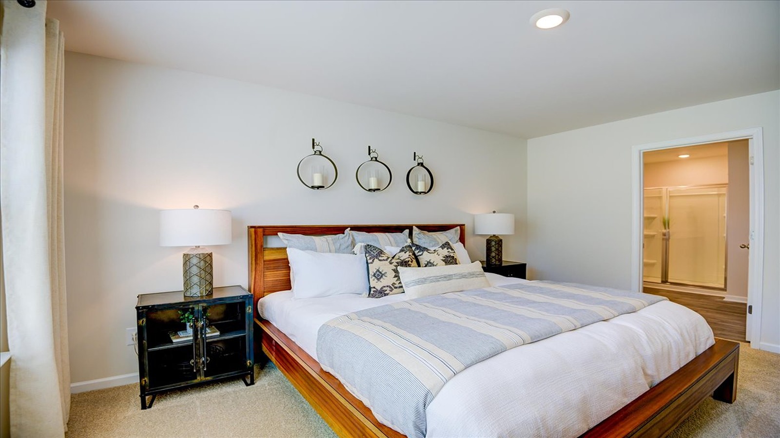 Bedroom with carpet flooring