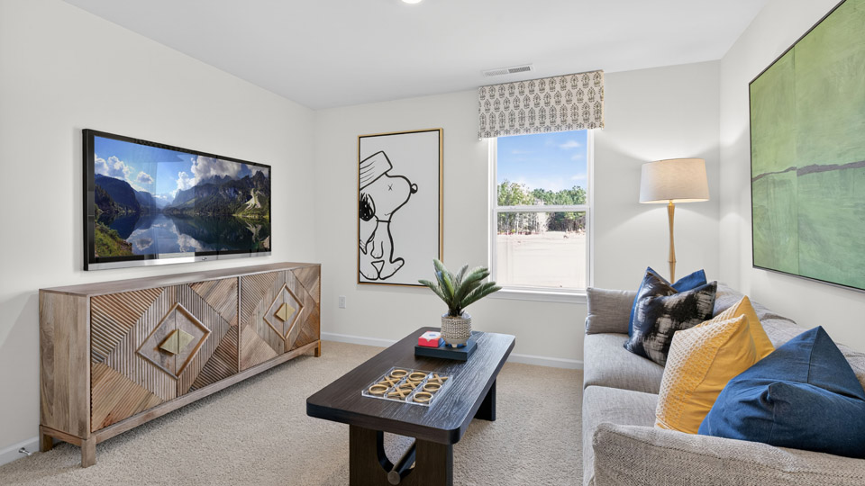 Loft with carpet flooring