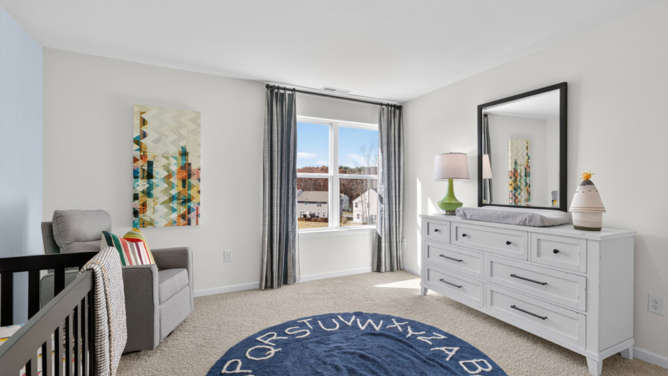 Bedroom with carpet flooring