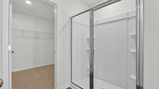 bathroom with walkin closet and glass door walkin shower