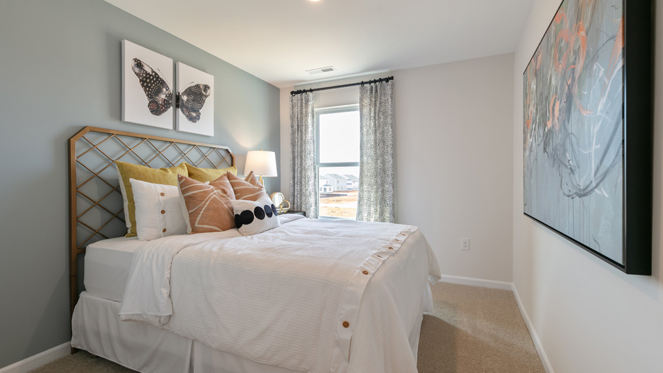 secondary bedroom with window and closet, carpeting