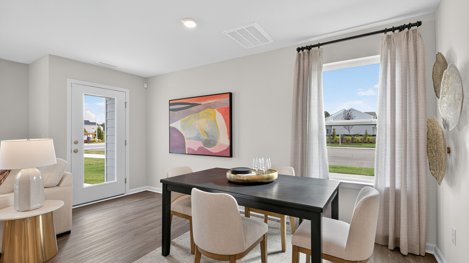 open concept living space with large windows