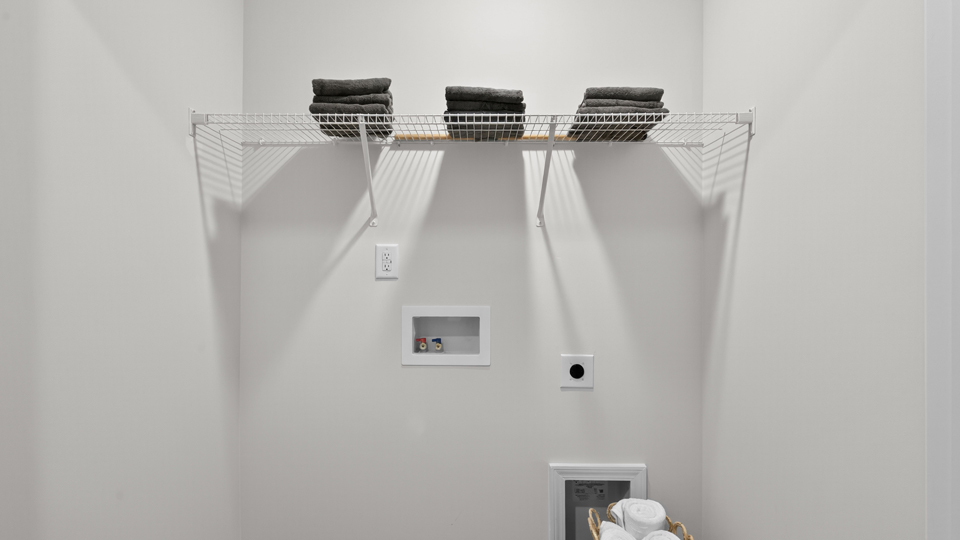 laundry room with wire shelving