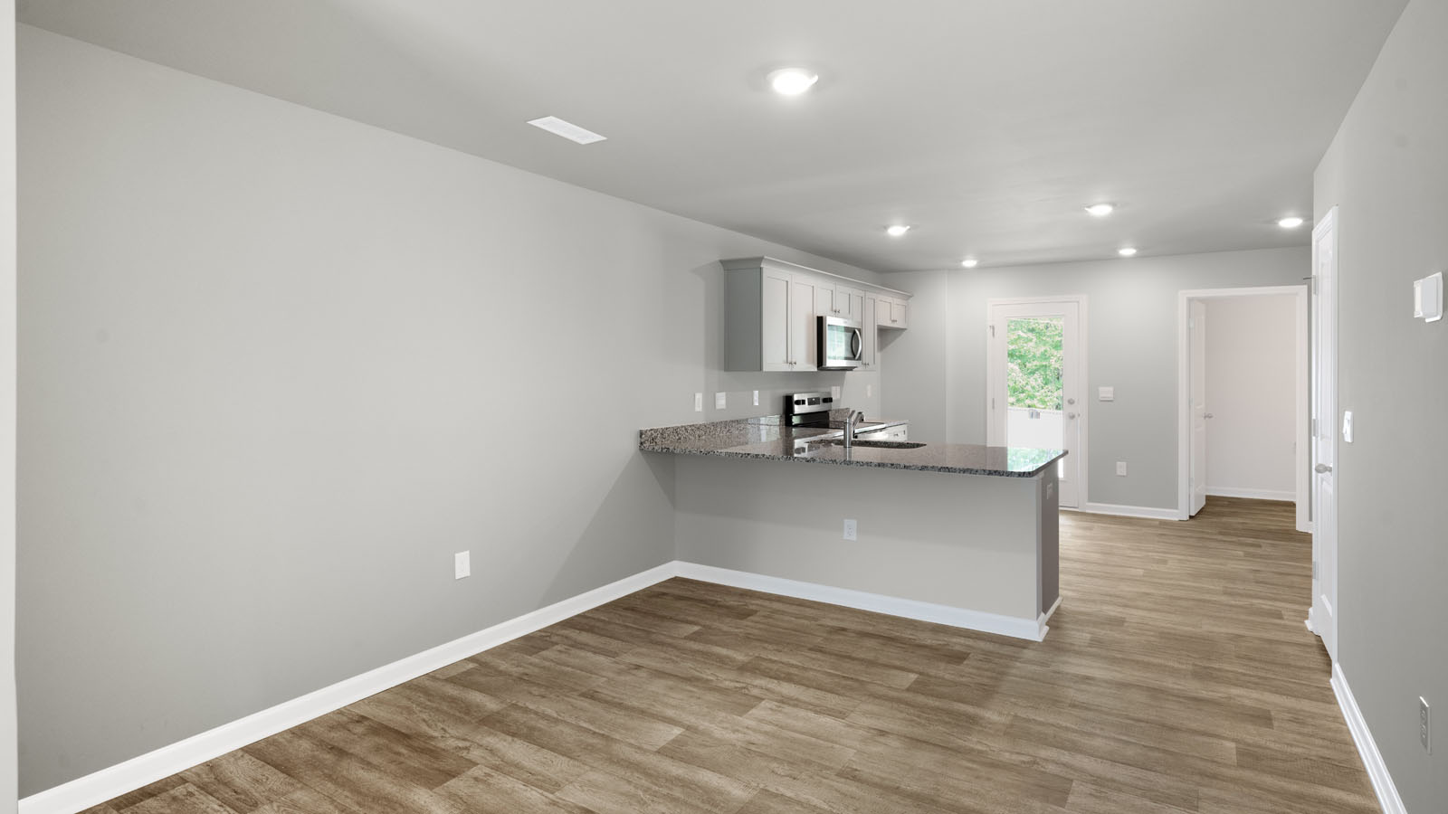 Living area with revwood flooring