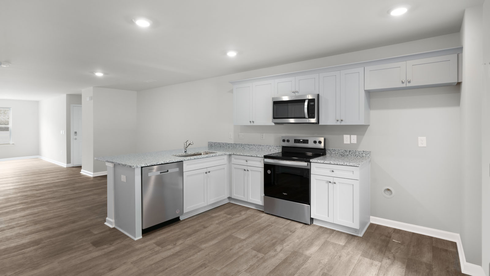 Kitchen with white cabinets