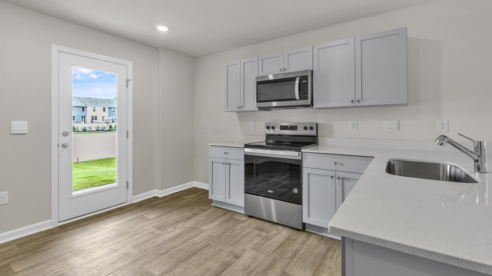kitchen with grey cabinets