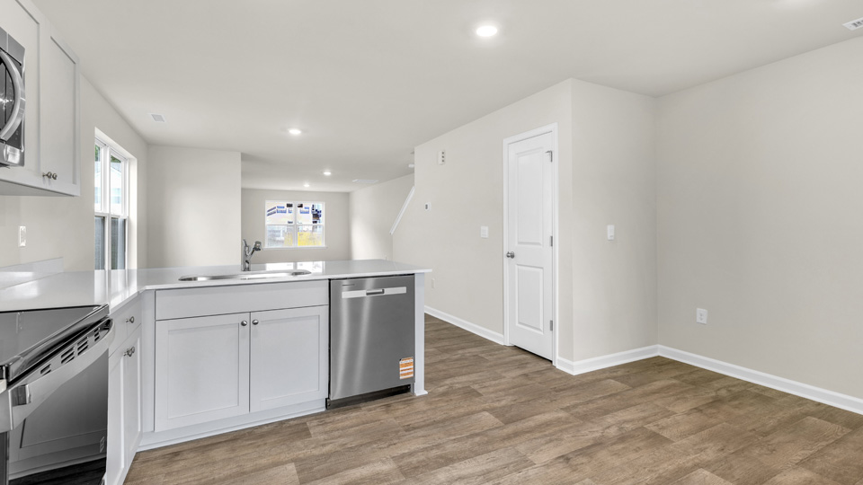 kitchen with grey cabinets