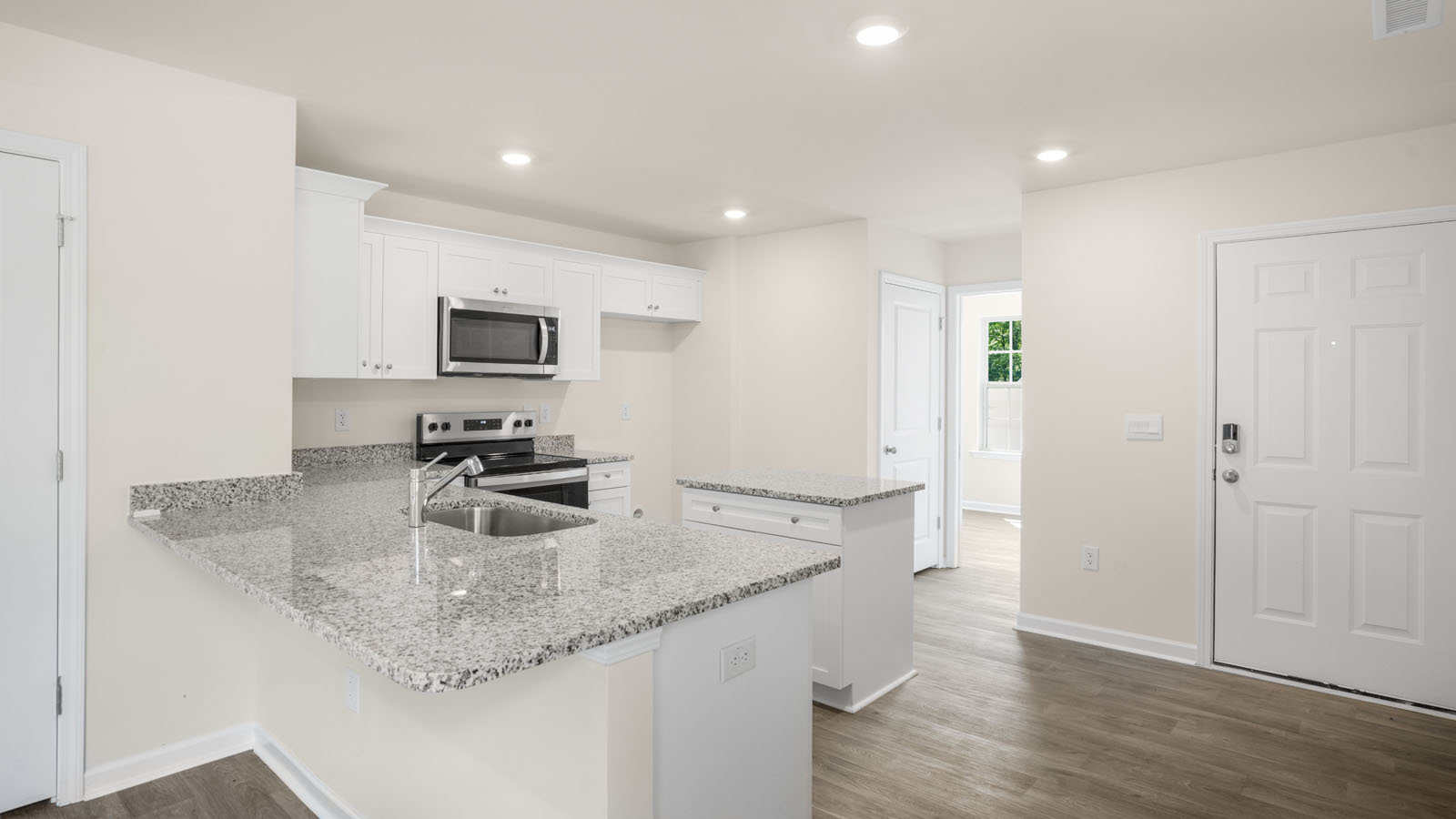 Kitchen with white cabinets