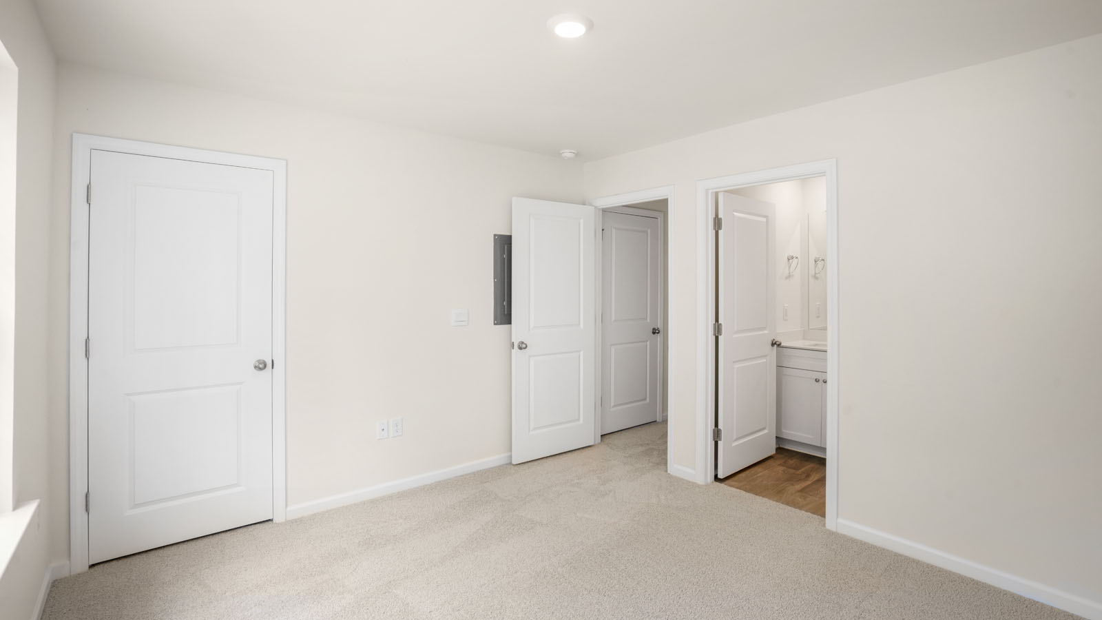 Bedroom with carpet flooring