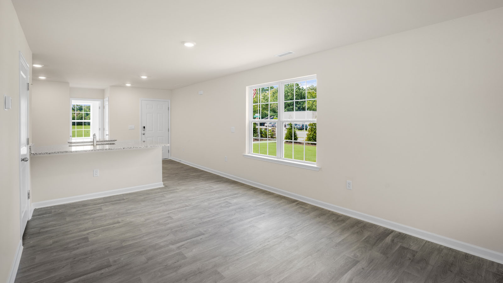 Living area with revwood flooring