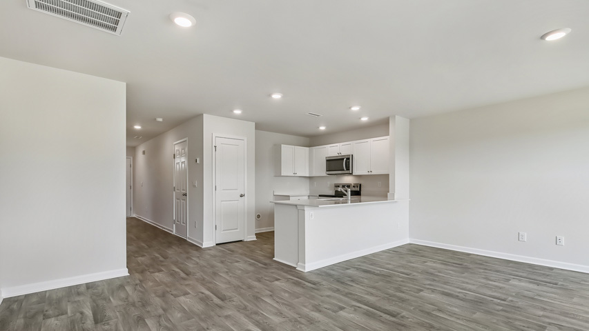 Living area with revwood flooring