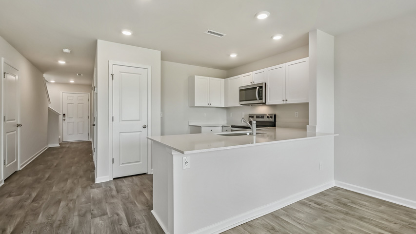 Kitchen with white cabinets
