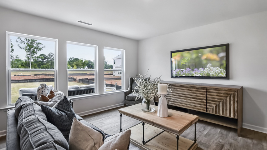 Living area with revwood flooring