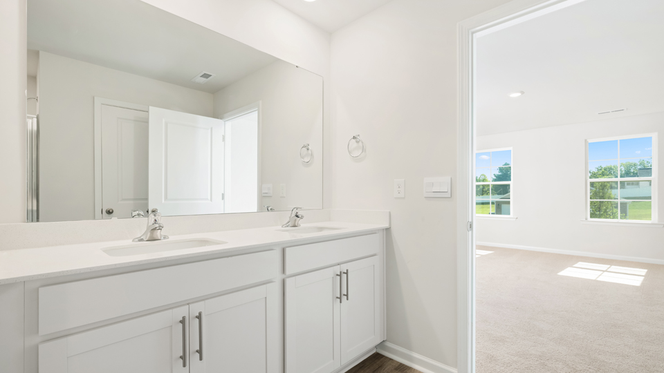 Primary bathroom with quartz counters