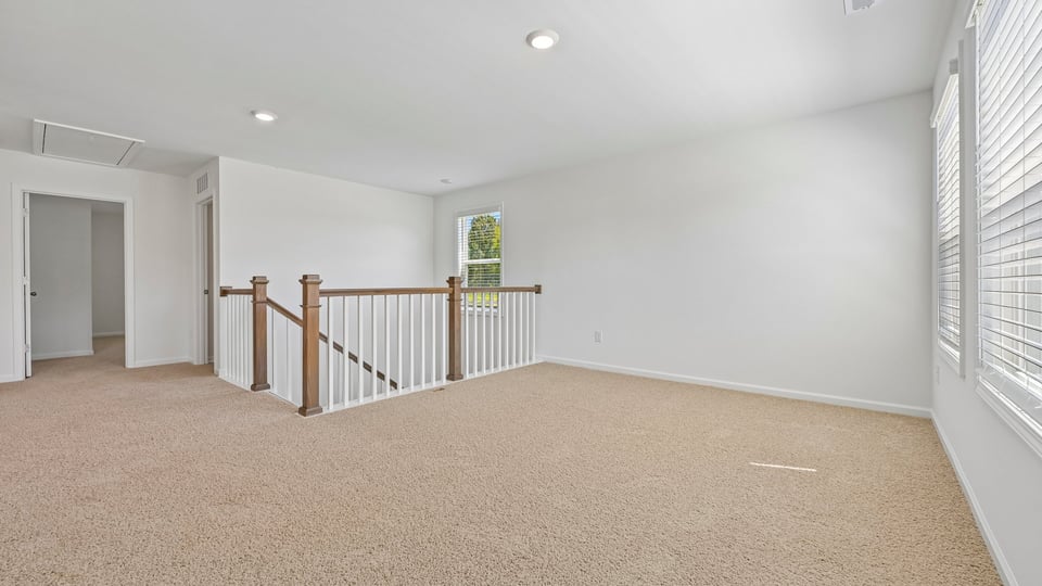 top of stairs at loft with carpet flooring