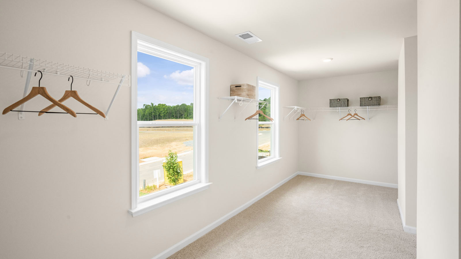 walk in closet with wire shelving