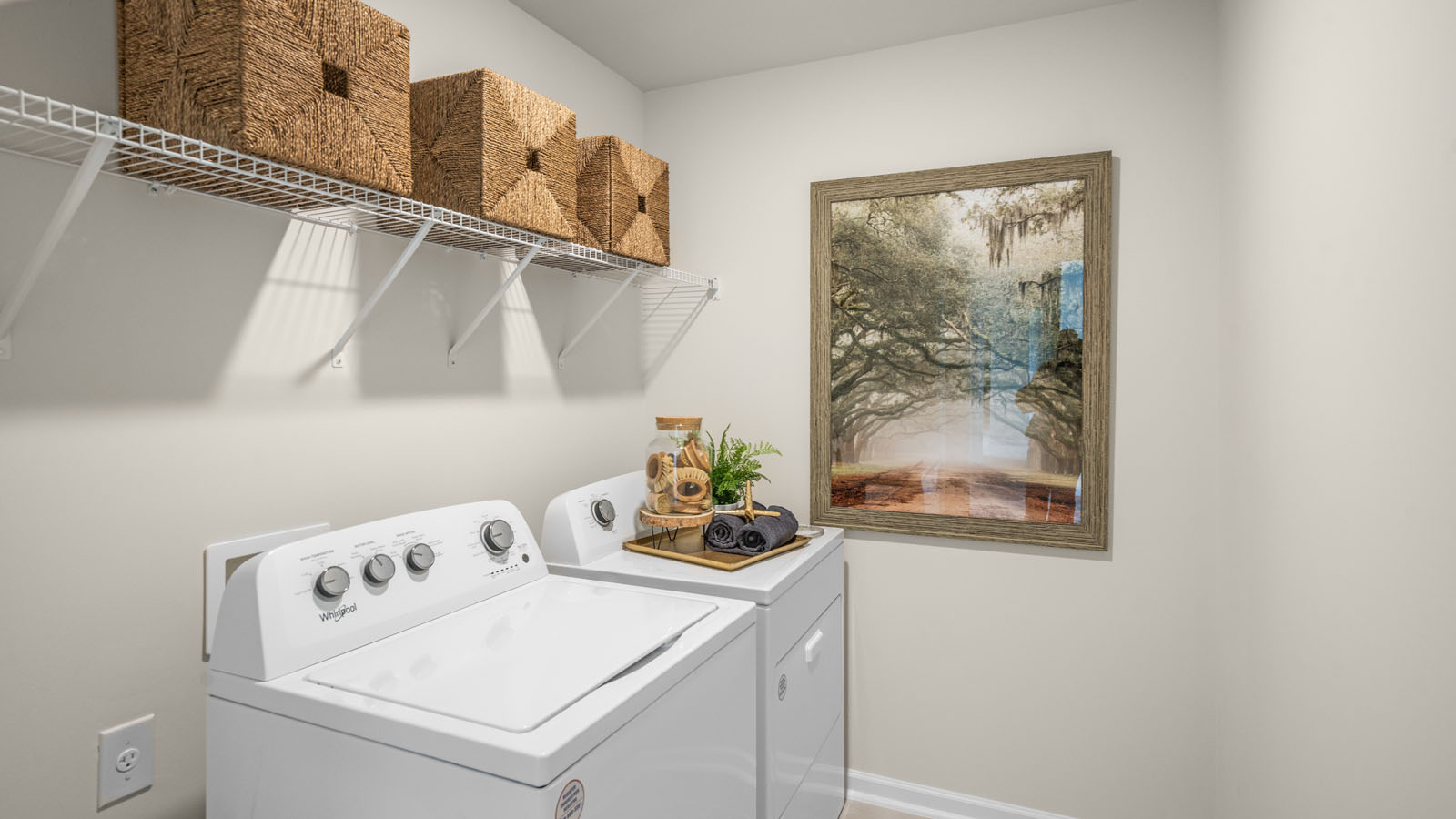 laundry room with wire shelving