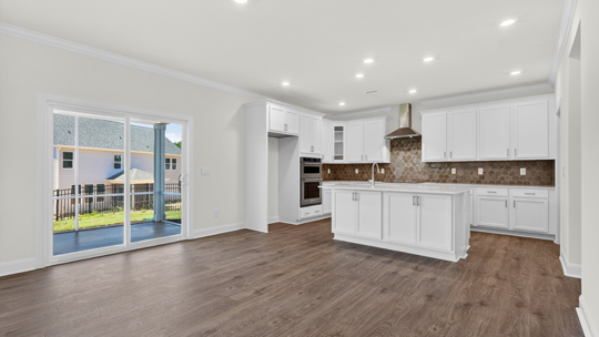 kitchen and sliding glass doors to patio