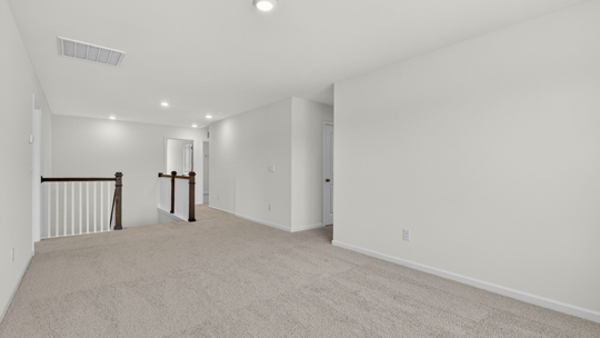 top of stairs at loft with carpet flooring