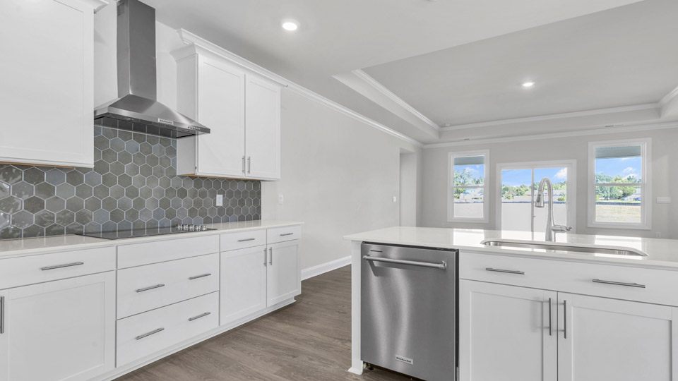 Kitchen with quartz counters