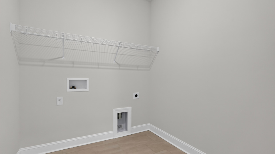 laundry room with wire shelving