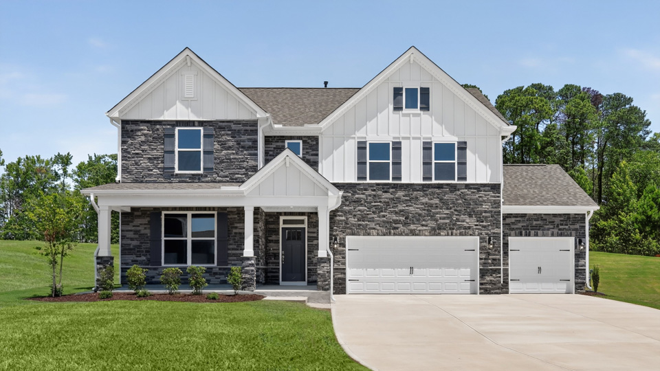 front exterior hartwell e with 3 car garage