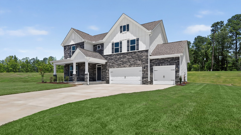 front exterior hartwell e with 3 car garage