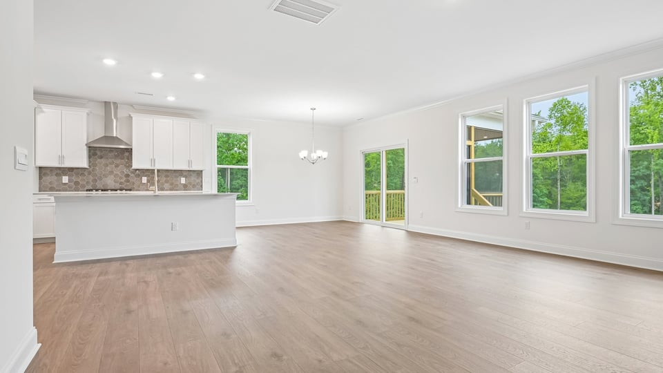 open concept kitchen and dining area