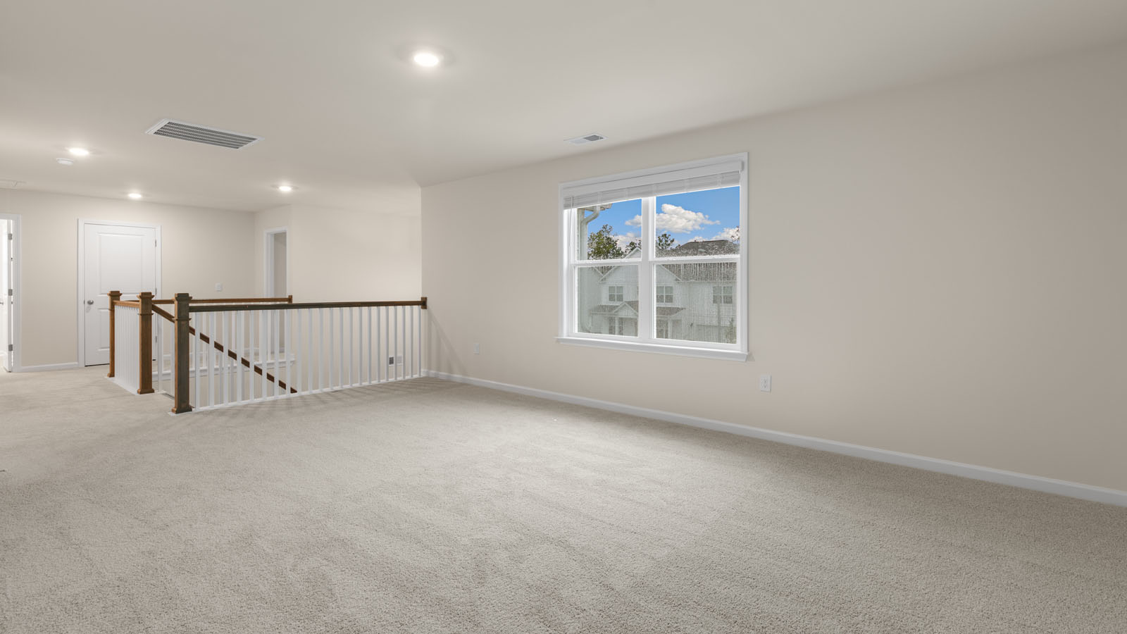 Loft with carpet flooring