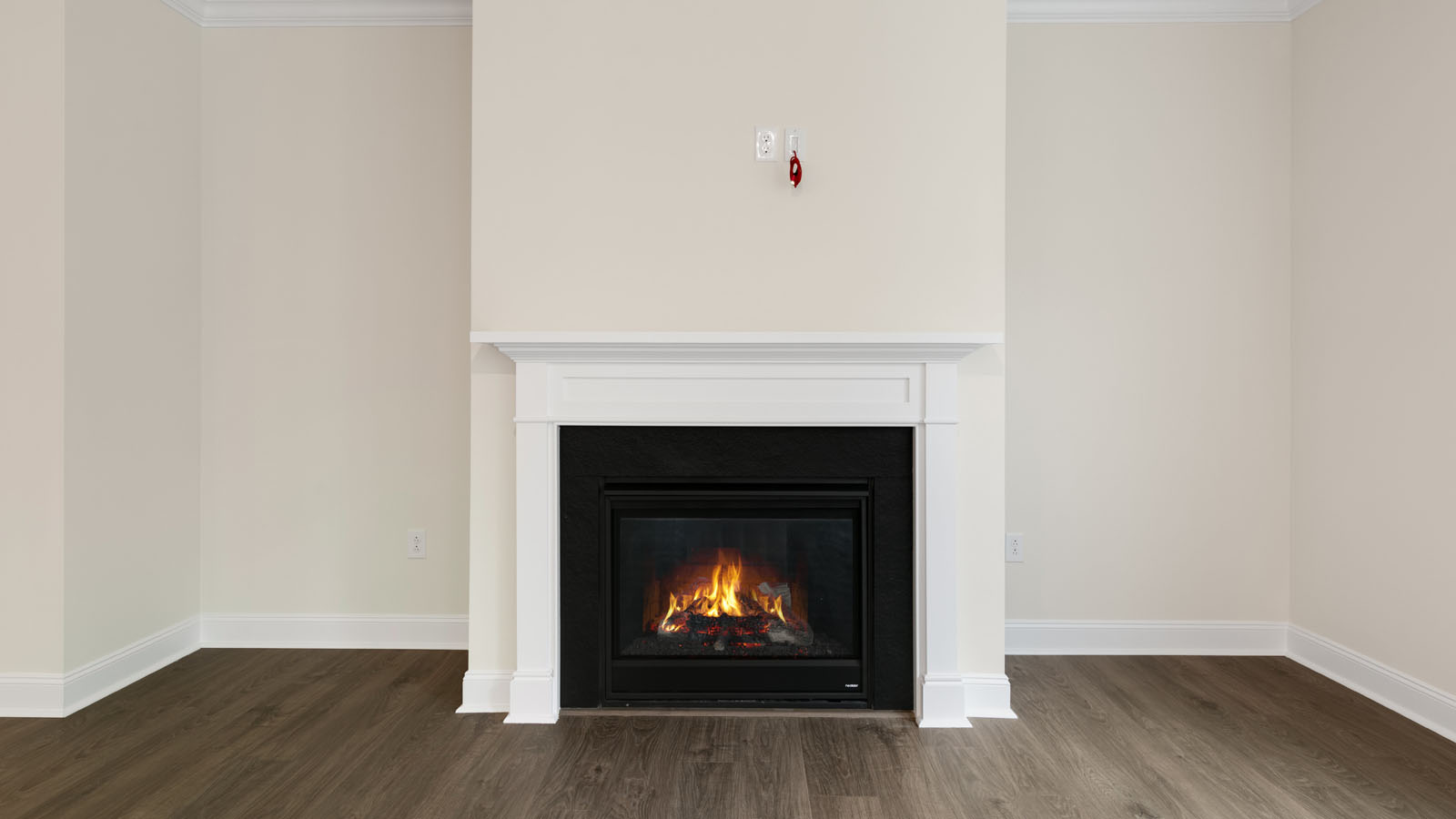 Open-concept living area with fireplace