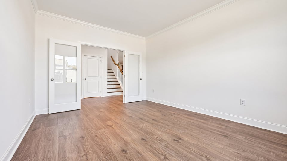 flex room with large windows, french doors