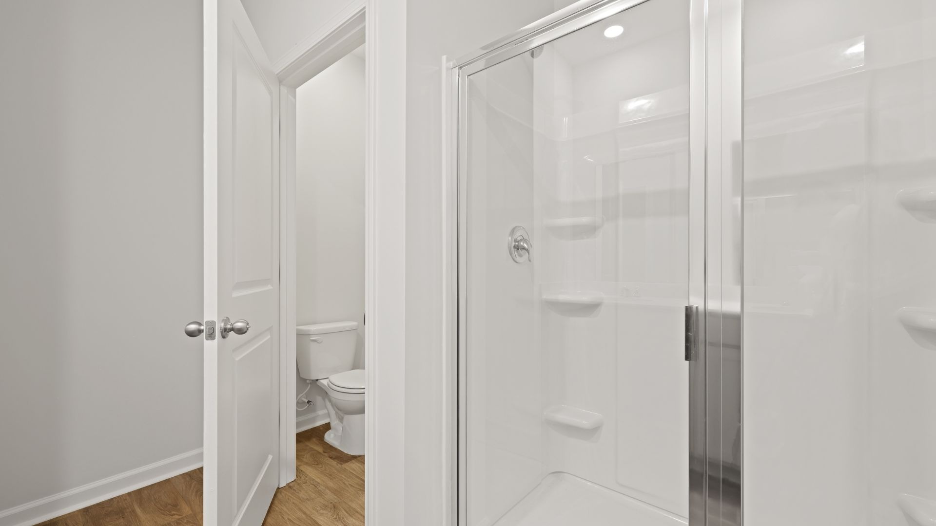 Primary bathroom has a walk in shower