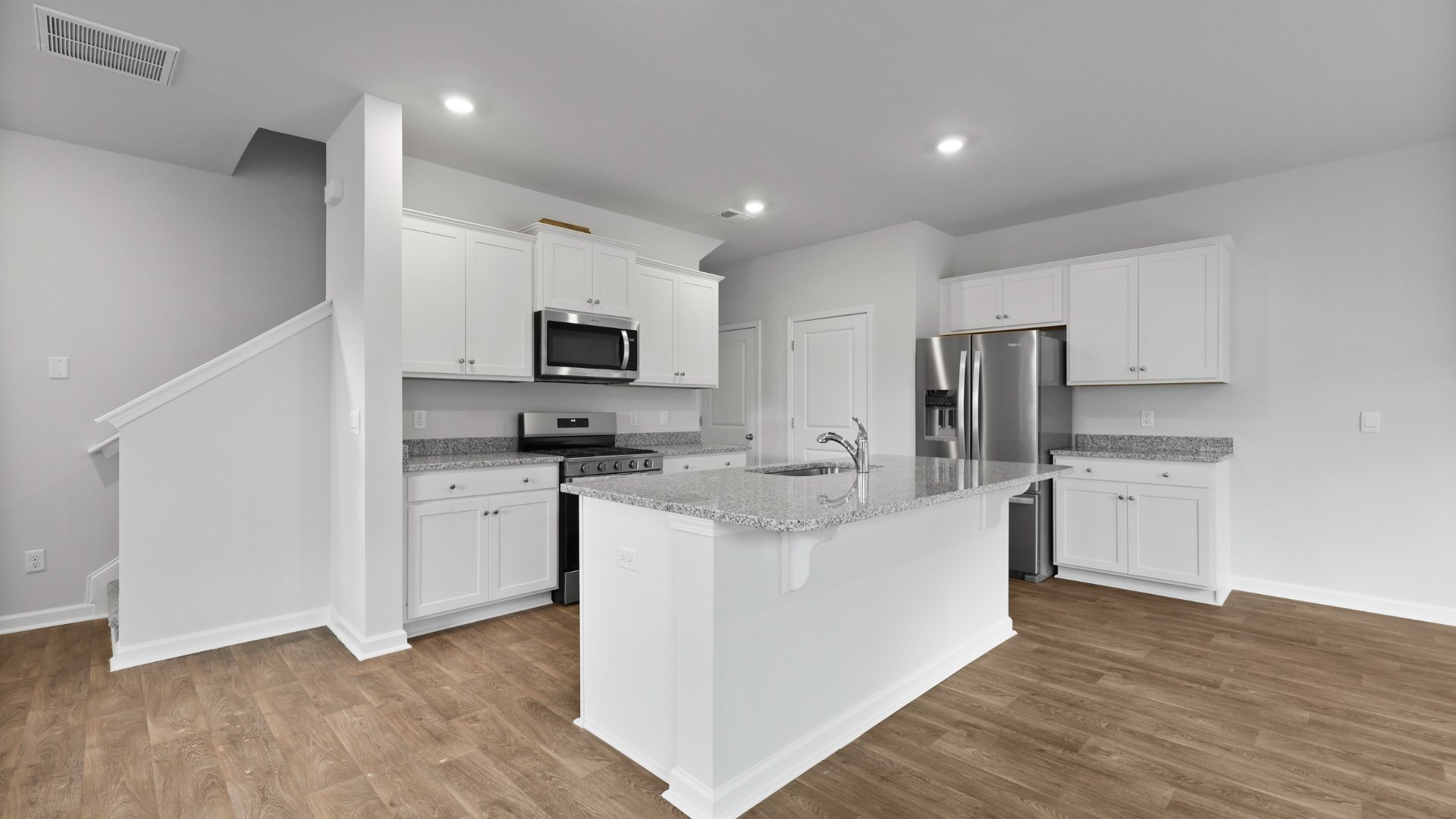 Open concept kitchen with island