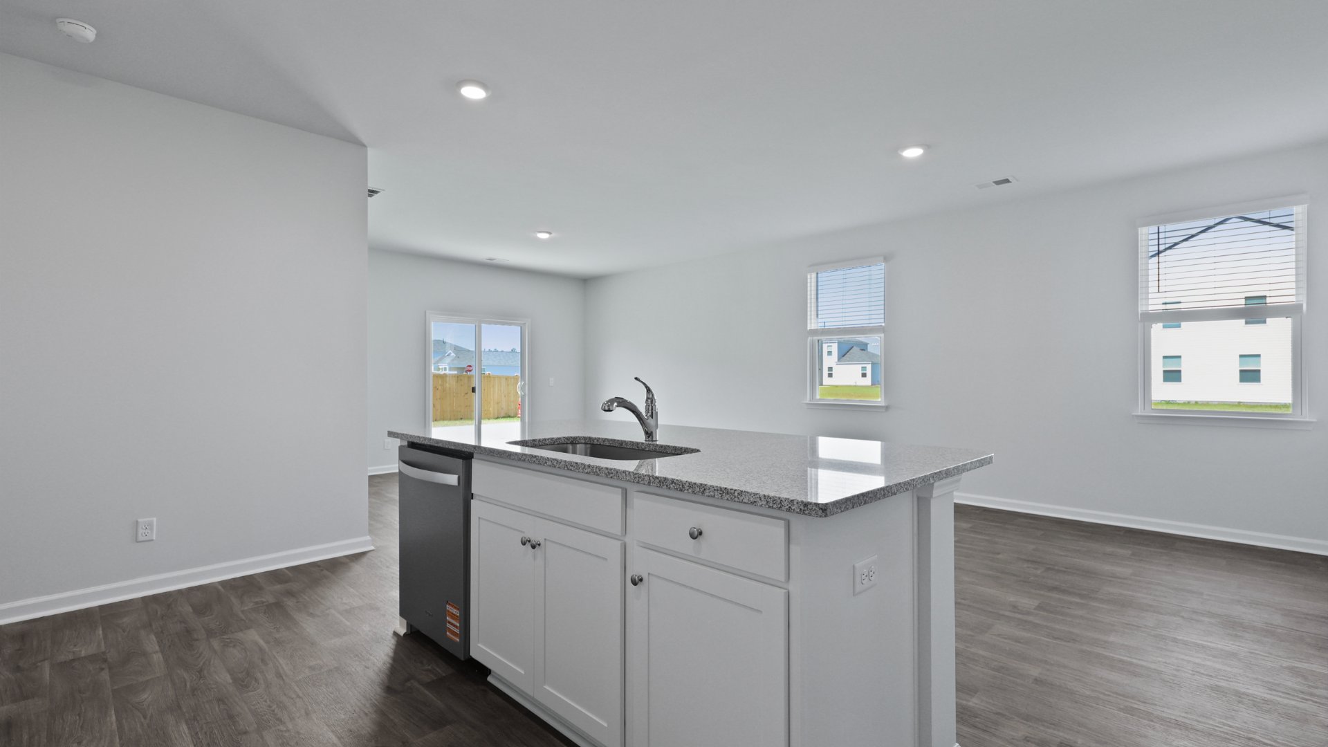 Center island with granite countertops