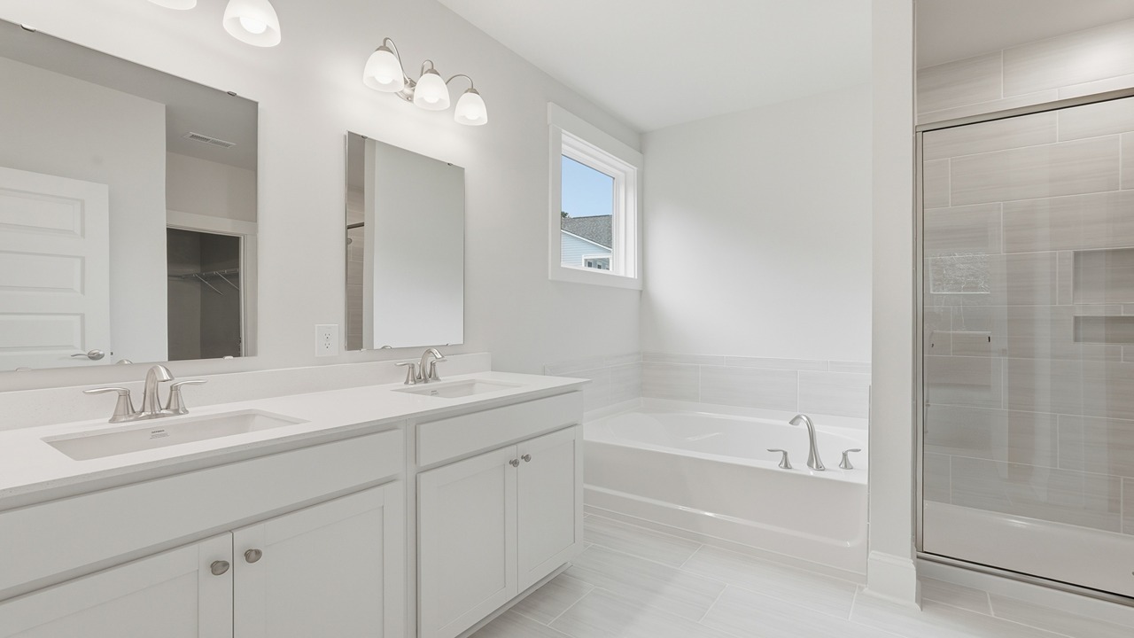 Primary en suite with dual vanity