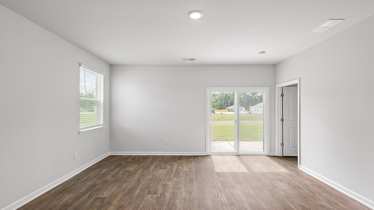 living room with slider doors