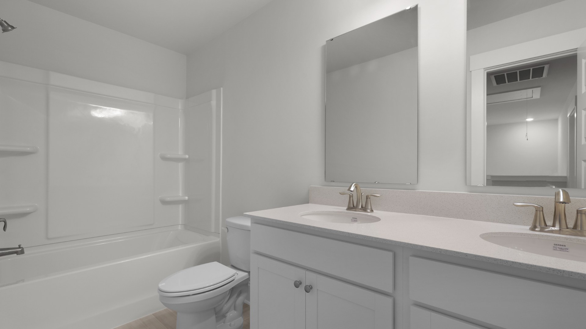 Guest bathroom with dual vanity