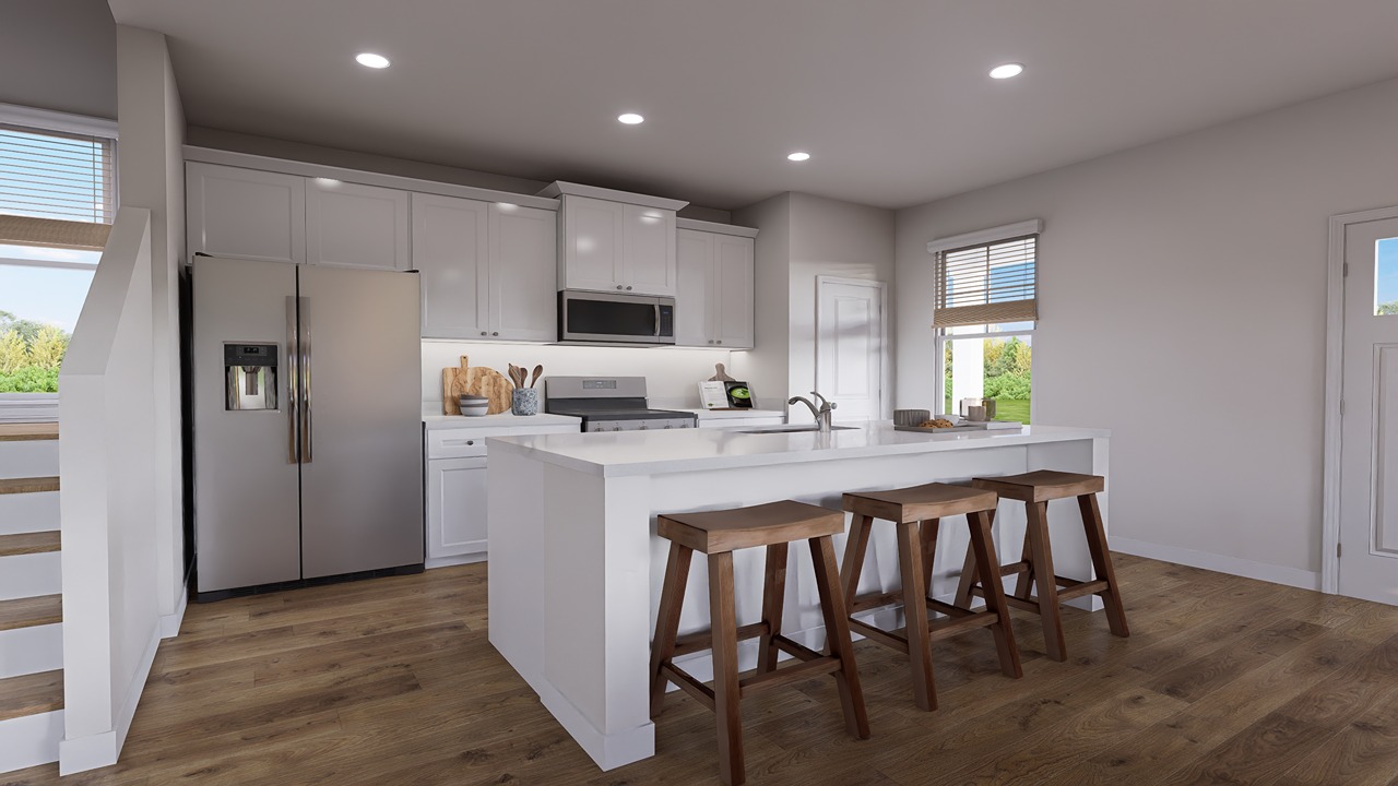 kitchen island with white cabinets