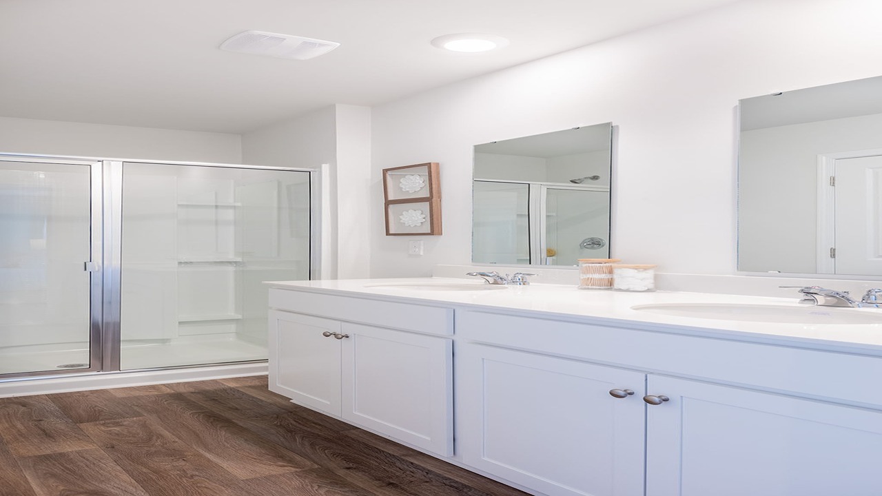 Double vanity and walk in shower