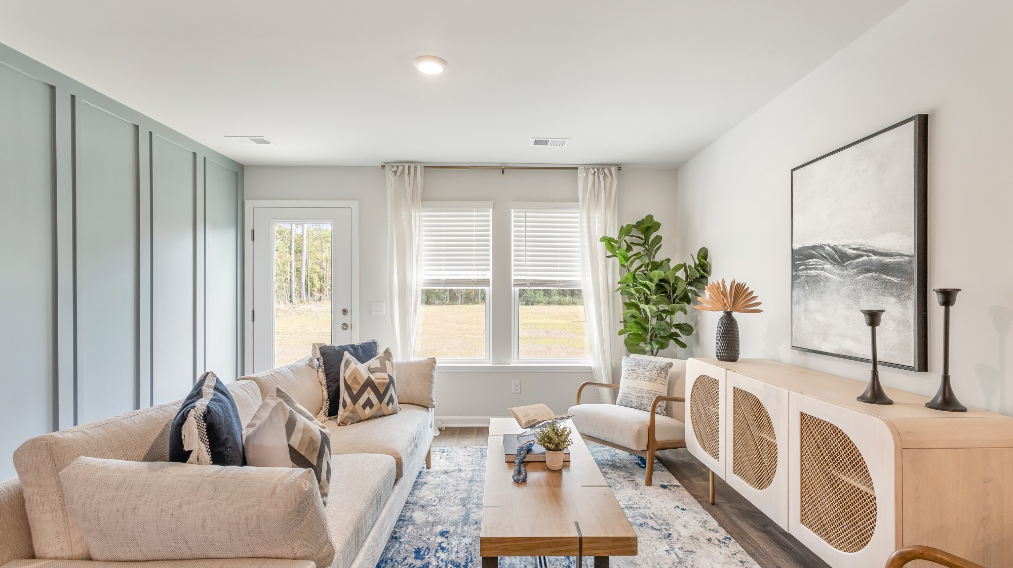 Living room with ample natural light