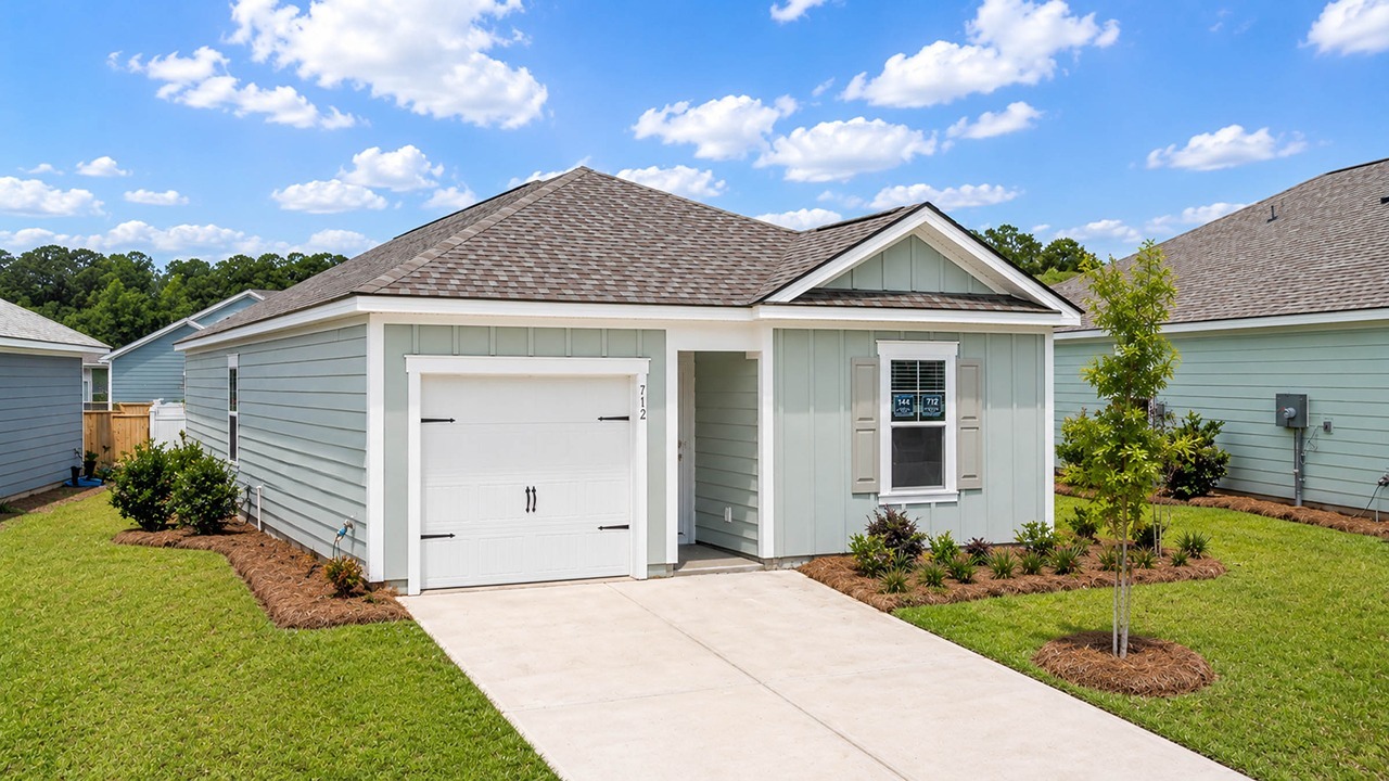 Side view of a single story home
