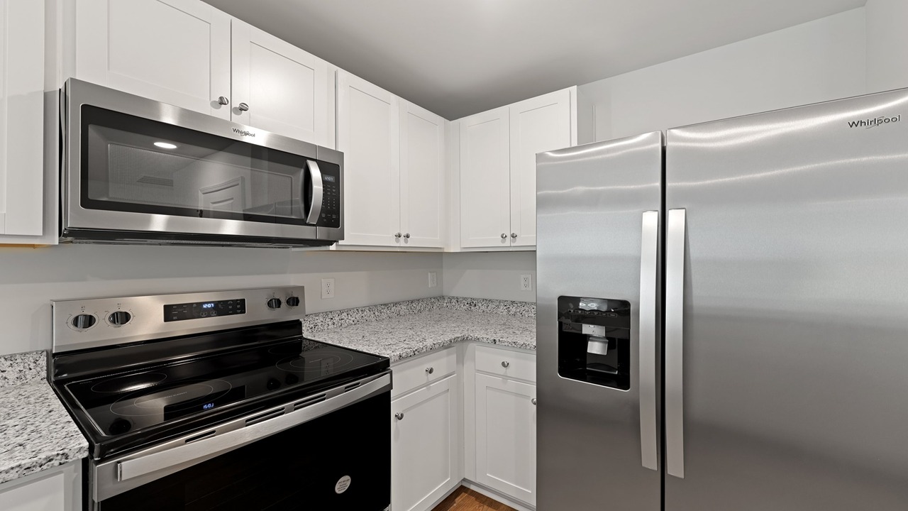 Kitchen with stainless steel appliances